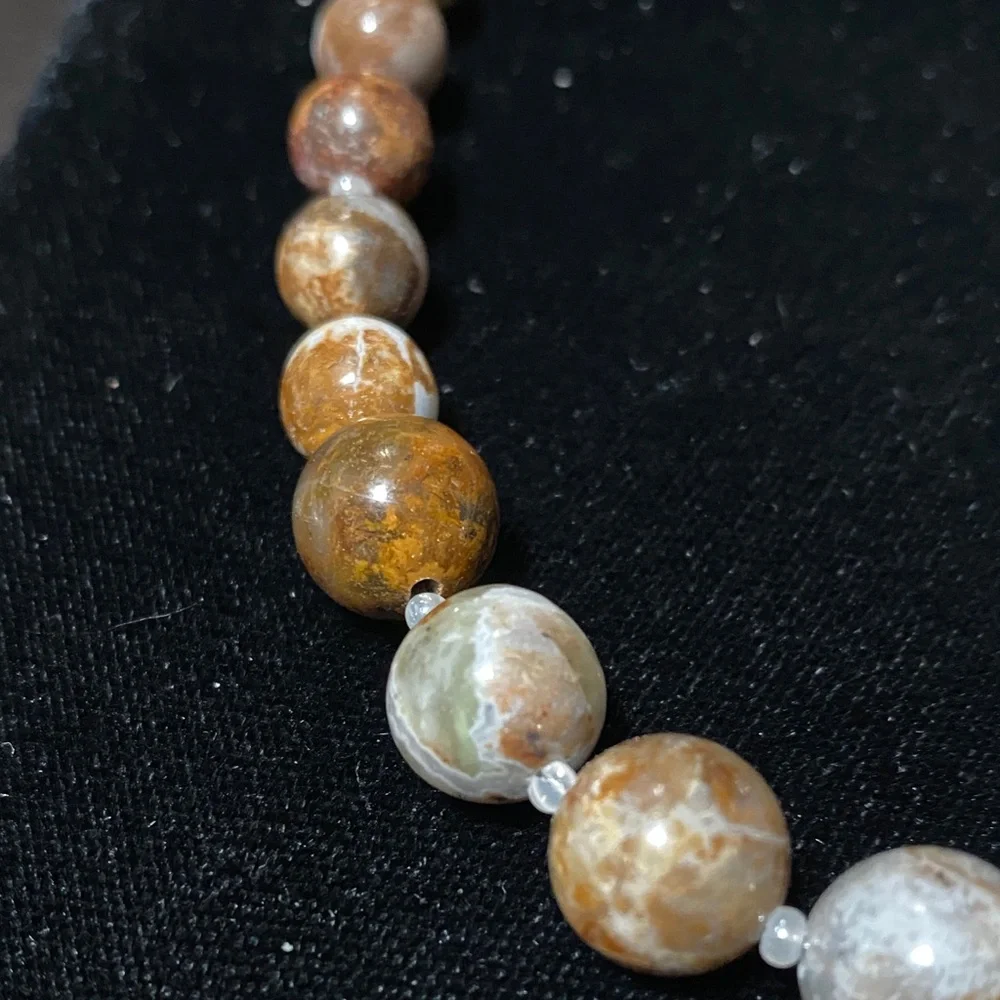 Artisan Natural African Green Opal gemstone silver magnetic clasp necklace
